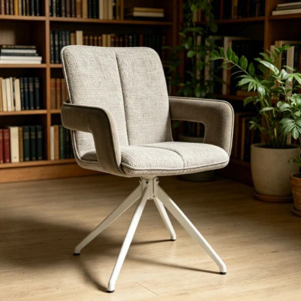 Beige Desk Chair With Armrest Backrest With Stitching best